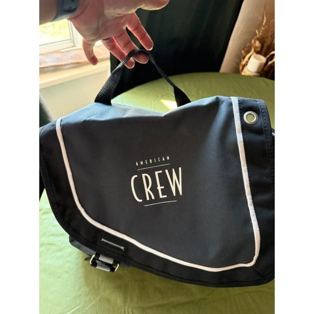 American Crew Atchison Black Messenger Bag Laptop Travel Shoulder Bag